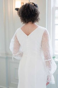 romantic high back wedding dress modest
