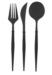 Black Cutlery (Fork, Knife, Spoon)