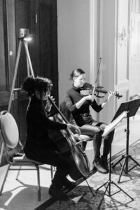 Musicians playing violin and cello from Bela Strings, Halifax