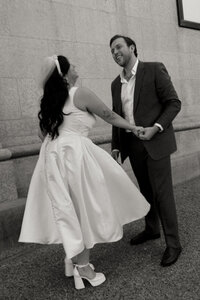 bride and groom dancing