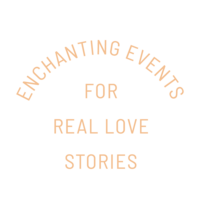 Spell Events tagline logo apricot