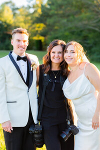 Eleanor Stenner with bride and groom at Birmingham wedding 
