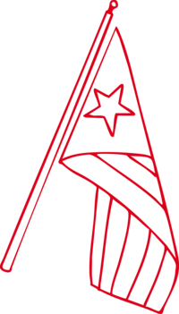 Detailed red fine line illustration of the Puerto Rican flag- artistic and modern Latina tribute to Puerto Rican pride.
