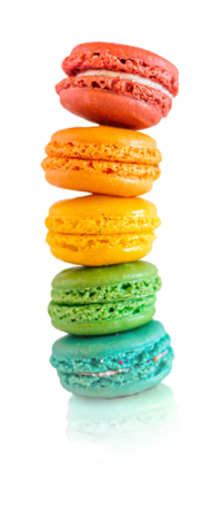 colorful rainbow macarons stacked