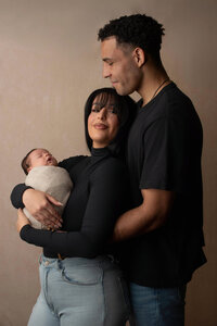 First time parents in Simi Valley posed with their 5 week old newborn baby boy.