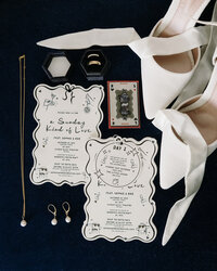 Black and white chic wedding invitation design for an Irish wedding