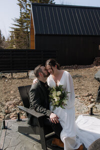 Couple snuggling up together in Tofte, MN