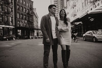 A couple walking down the street