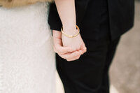 Bride and groom walk up memorial steps at their DC wedding