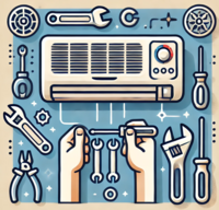 Illustration of an air conditioning unit representing maintenance services
