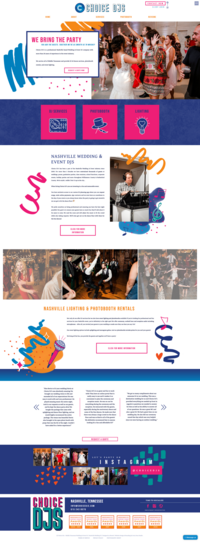 Screenshot of a website design for wedding and event DJ
