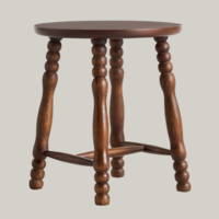 Wood turned stool and side table