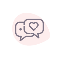 two chat bubbles with a heart