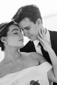 Bonneville Salt Flats Elopement with bride and groom in Black and white