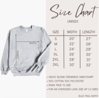 Yosemite National Park Sweatshirt- Size Chart Thumbnail