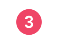 a red circle with the number three inside