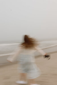 Blurry image showing movement on the beach with a camera on Folly Beach, South Carolina