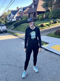 a photo of Heidi on race day before the Pittsburgh Great Race.