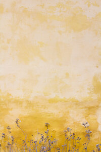 faded paint wall with flowers in front