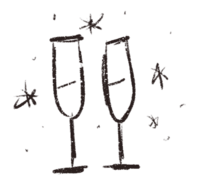 Champagne glasses line drawing