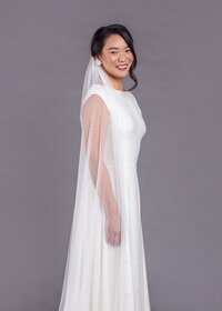 Chapel Length veil in swiss dotted net tulle