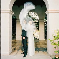 35mm wedding portrait of a couple at the ebell of los angeles