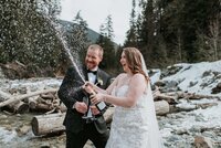 bride and groom exiting wedding ceremony happy