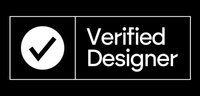 A black checkmark in a circle next to the text 'Verified Designer