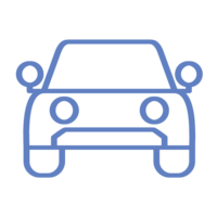 Illustrated icon for transportation program with car.