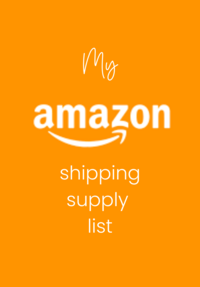 An ipad image with an orange background and the words My Amazon Shipping Supply List - Bloom by bel monili