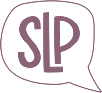 All Purple SLP logo for speech with laura pritchard