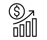Money sign with growth chart