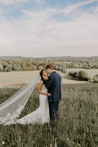 A bride and groom on their wedding day in North Carolina