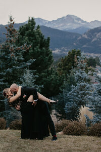 groom dips bride