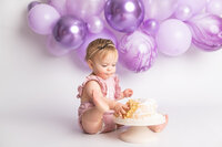 Edmonton studio cake smash with purple balloons