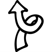 Curved upwards arrow depicting experiential learning