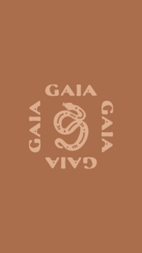 Gaia Florals square logo with snake illustration on rust background