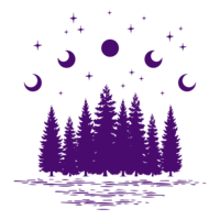 Purple forest with moon phases