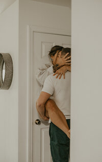 Moody and intimate engagement session with cozy vibes.