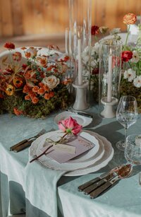 burnt orange, white and green wedding flower tall centerpieces
