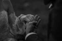 Close up image of bride's hand