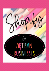 A pink background with the words Shopify for Artisan Businesses - Bloom by bel monili