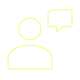 Neon yellow chat bubble icon.