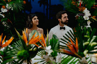 Quirky Bride and Groom posing for Photos at their Florida Keys Wedding