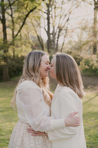 A candid moment with a newlywed couple after their intimate wedding ceremony.