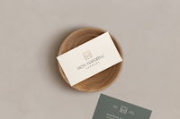 Flatlay of Business card in dish - Marrow Design
