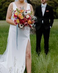 Vibrant Spring bridal bouquet at a Carmel Valley Ranch wedding