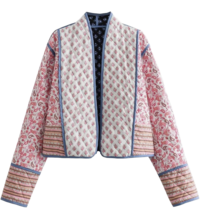 clare sullivans favorite Patchwork Vintage Quilted Short Coat Outerwear