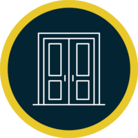 Exterior door icon in yellow circle, representing Black Bear Roofing’s window and door replacement services.