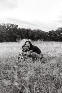 A new hampshire elopement photographer with her dog. 